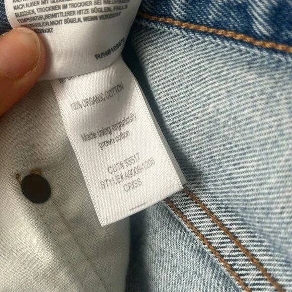 Agolde criss cross jean shorts size 23 revolve aritzia button fly long jorts - Picture 9 of 9